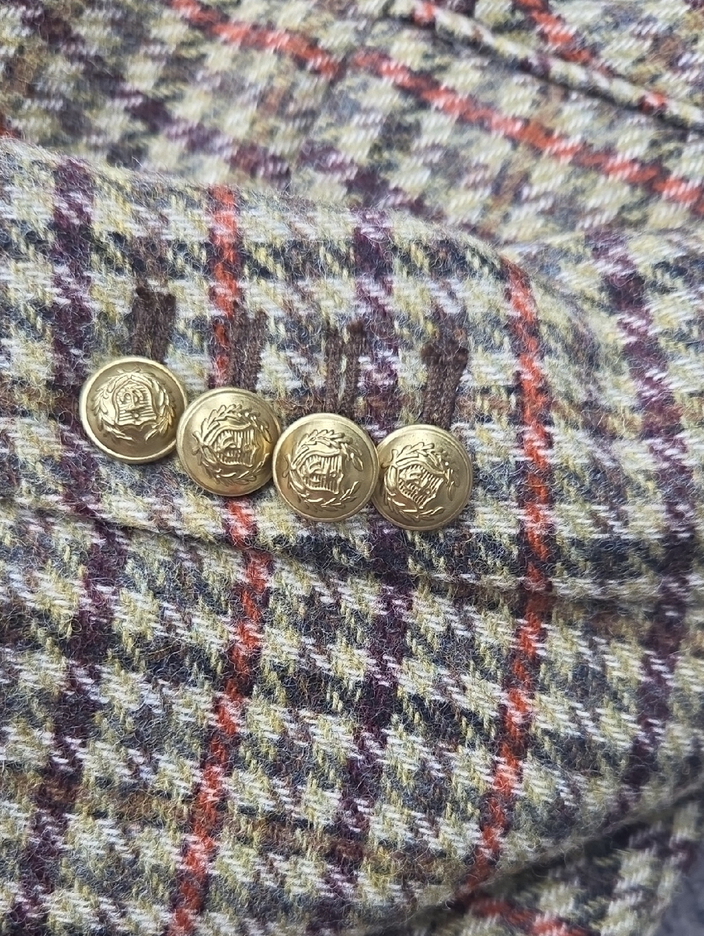 J. Crew Size 8 Reagent Houndstooth Tweed Blazer in Olive, Navy & Rust - Picture 3 of 9